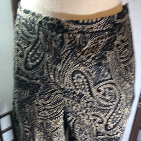 Lauren Ralph Lauren Black Brown Paisley Cotton Flat Front Straight Leg Pants/8P - Picture 2 of 8